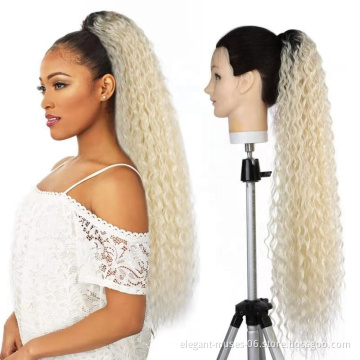 Long Curly Ponytail Synthetic Hair Extension Drawstring Hair Ponytail Extensions for Women Blonde Black Horse Tail